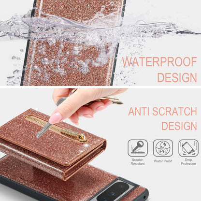 DG.MING Glitter Leather 2-in-1 Wallet Google Pixel 8 Pro Case