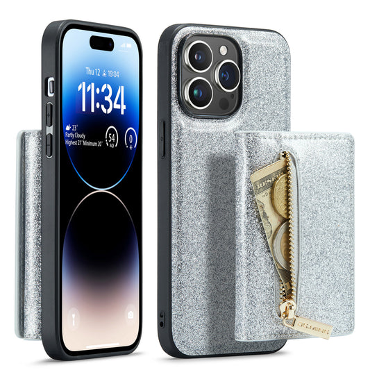 DG.MING Glitter Leather 2-in-1 Wallet iPhone 14 Pro Max Case