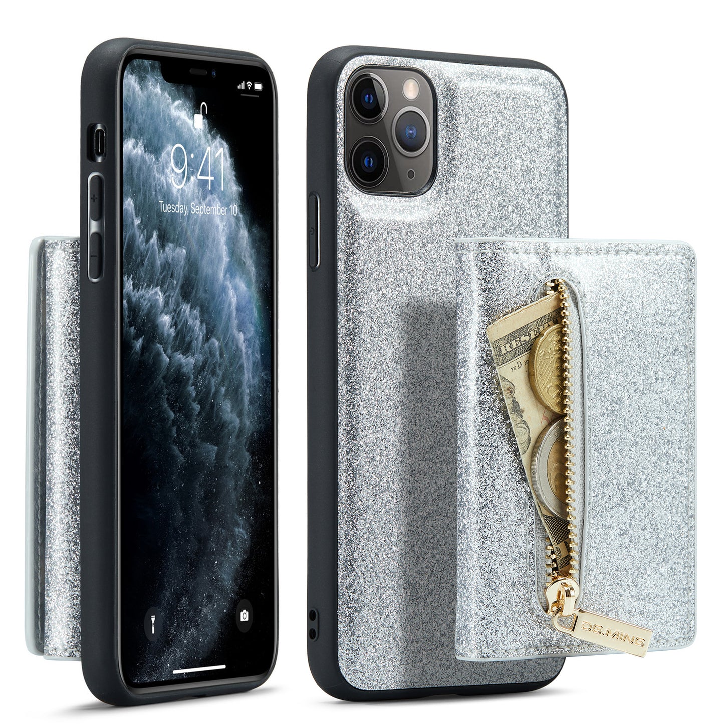 DG.MING Glitter Leather 2-in-1 Wallet iPhone 11 Pro Max Case