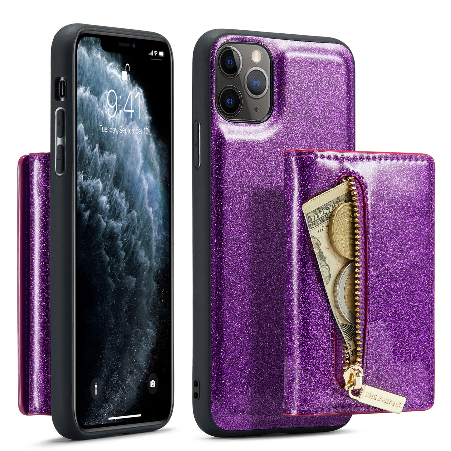 DG.MING Glitter Leather 2-in-1 Wallet iPhone 11 Pro Max Case