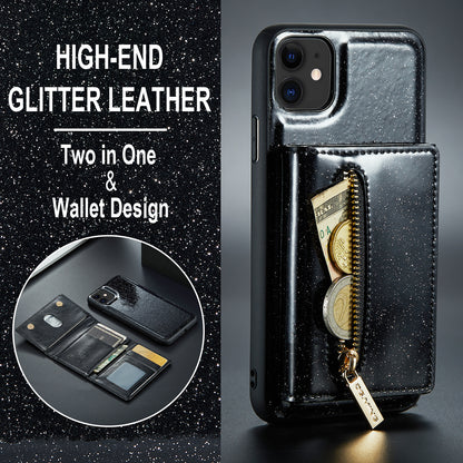 DG.MING Glitter Leather 2-in-1 Wallet iPhone 11 Case