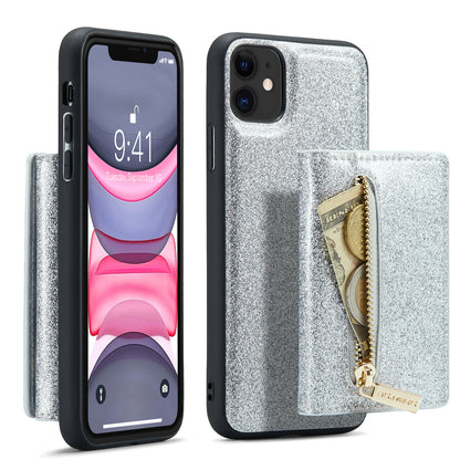 DG.MING Glitter Leather 2-in-1 Wallet iPhone 11 Case