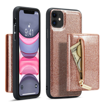 DG.MING Glitter Leather 2-in-1 Wallet iPhone 11 Case