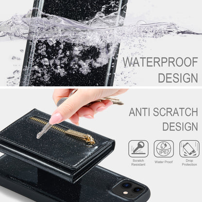 DG.MING Glitter Leather 2-in-1 Wallet iPhone 11 Case