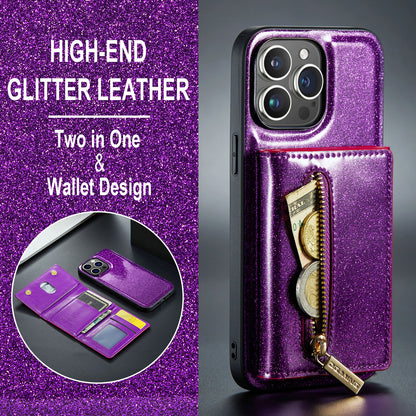 DG.MING Glitter Leather 2-in-1 Wallet iPhone 13 Pro Case