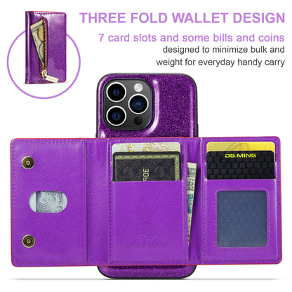 DG.MING Glitter Leather 2-in-1 Wallet iPhone 13 Pro Case