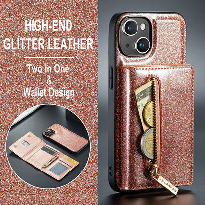 DG.MING Glitter Leather 2-in-1 Wallet iPhone 13 Case