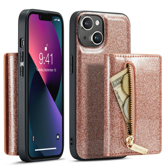 DG.MING Glitter Leather 2-in-1 Wallet iPhone 13 Case