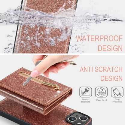 DG.MING Glitter Leather 2-in-1 Wallet iPhone 13 Case