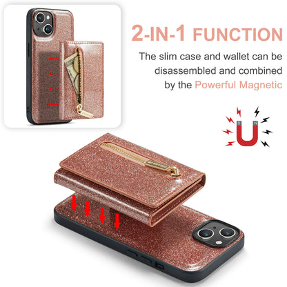 DG.MING Glitter Leather 2-in-1 Wallet iPhone 13 Case