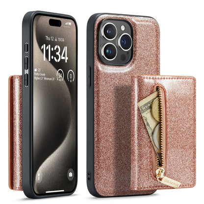 DG.MING Glitter Leather 2-in-1 Wallet iPhone 15 Pro Case