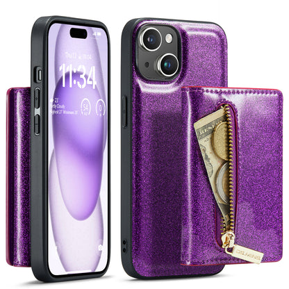 DG.MING Glitter Leather 2-in-1 Wallet iPhone 15 Case