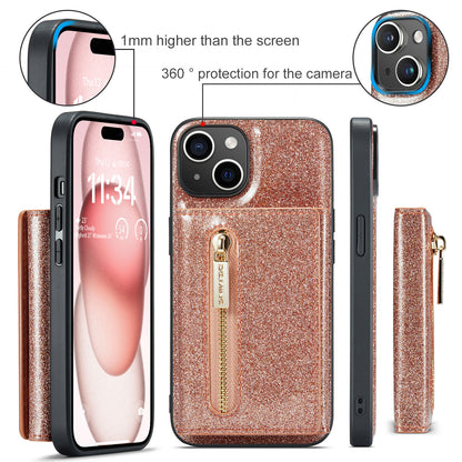 DG.MING Glitter Leather 2-in-1 Wallet iPhone 15 Case