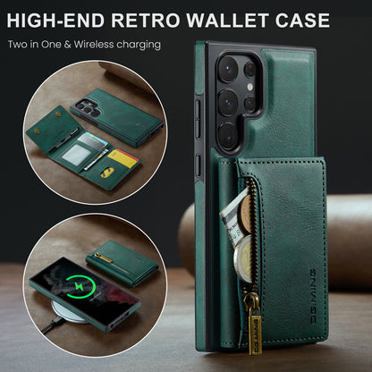 DG.MING Detachable Tri-fold Wallet Galaxy S22 Ultra Case