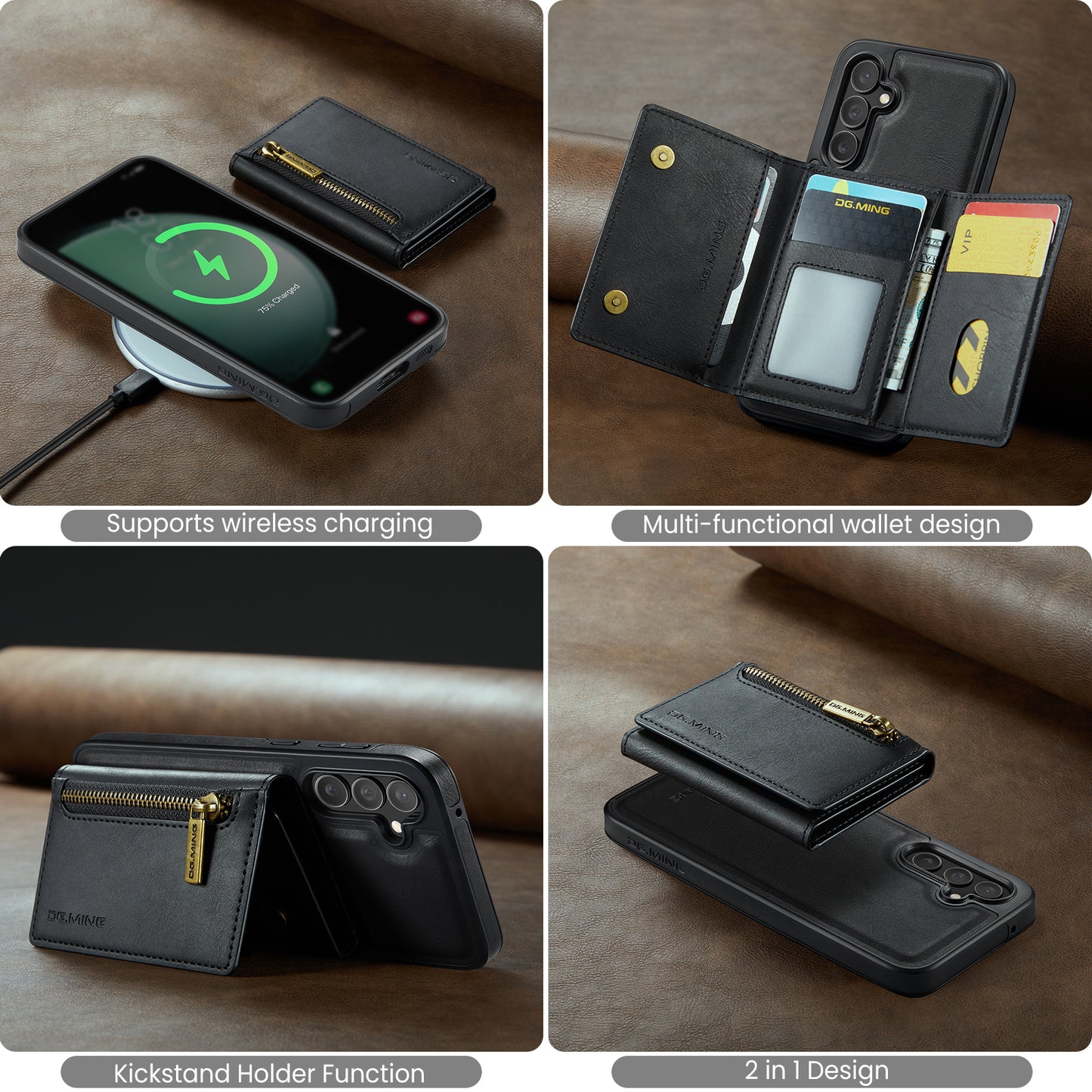 DG.MING Detachable Tri-fold Wallet Galaxy S23 FE Case