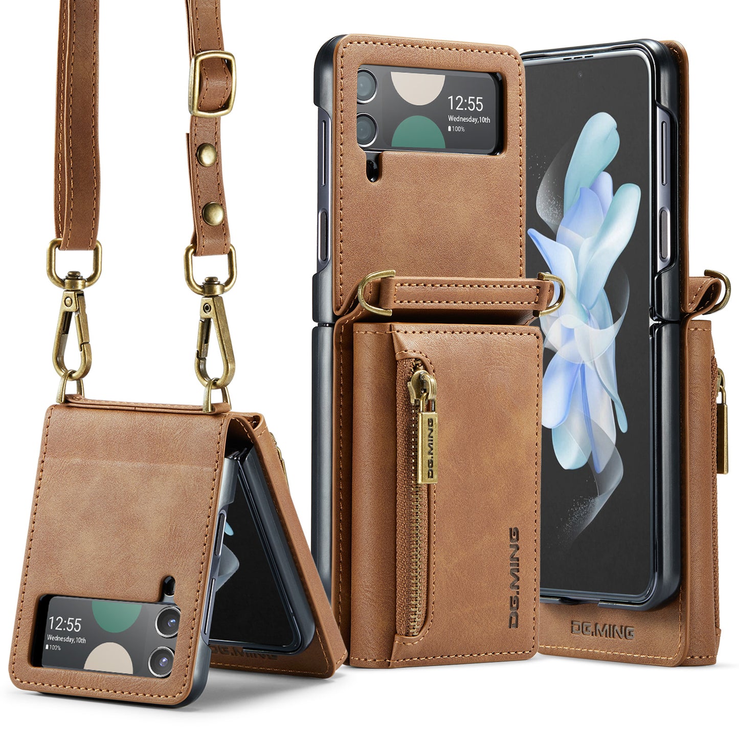 DG.MING Detachable Tri-fold Wallet Galaxy Z Flip4 Case