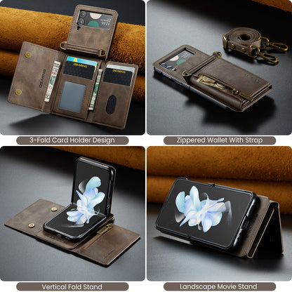 DG.MING Detachable Tri-fold Wallet Galaxy Z Flip4 Case