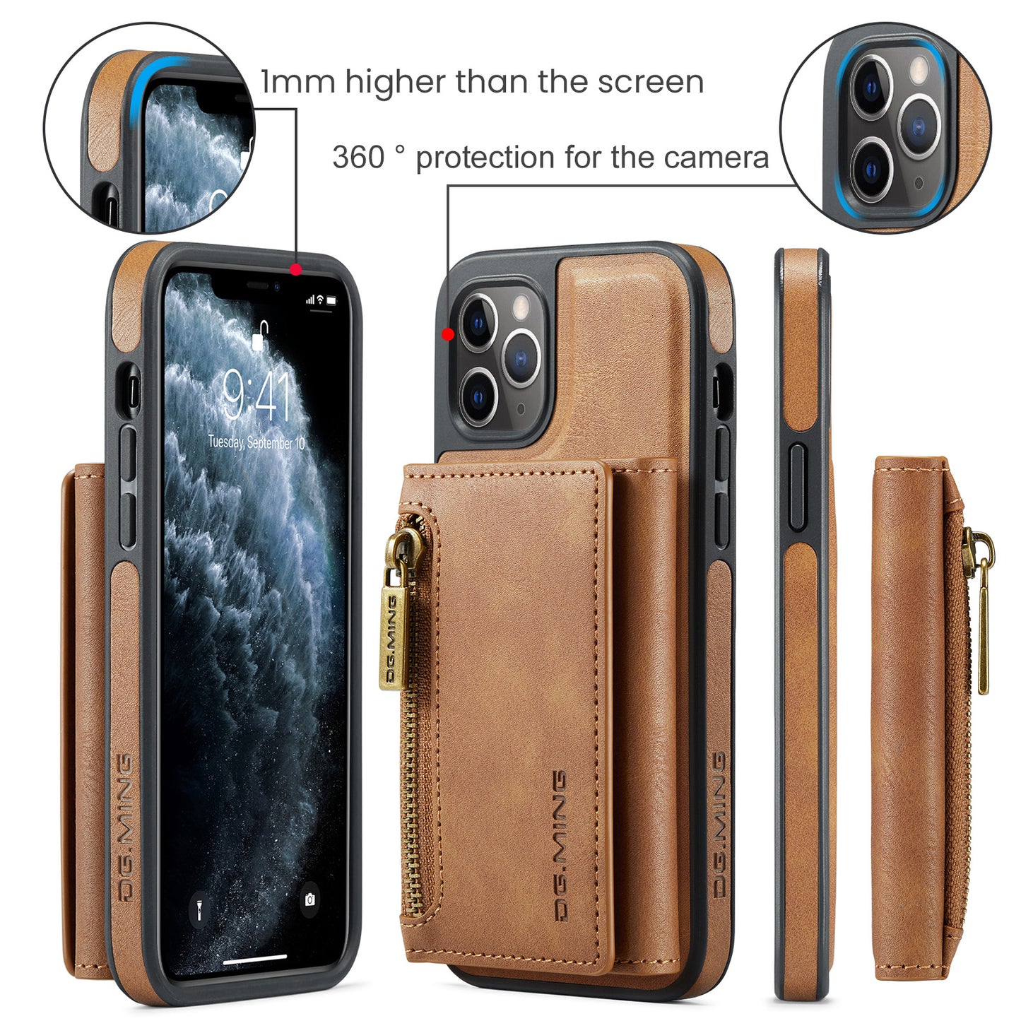 DG.MING Detachable Tri-fold Wallet iPhone 11 Pro Case