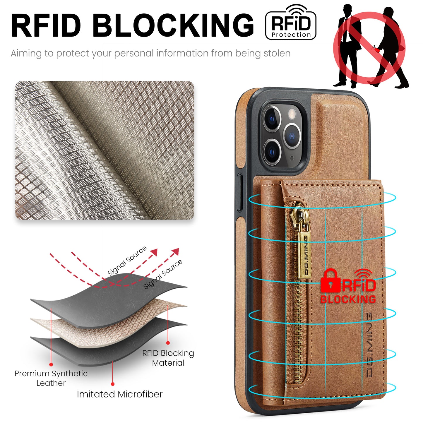 DG.MING Detachable Tri-fold Wallet iPhone 11 Pro Case