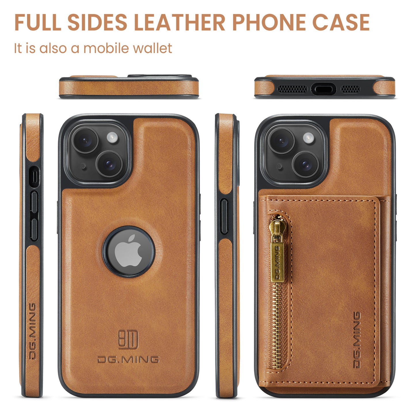 DG.MING Detachable Tri-fold Wallet iPhone 14 Case