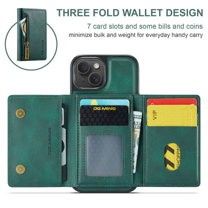 DG.MING Detachable Tri-fold Wallet iPhone 16 Plus Case