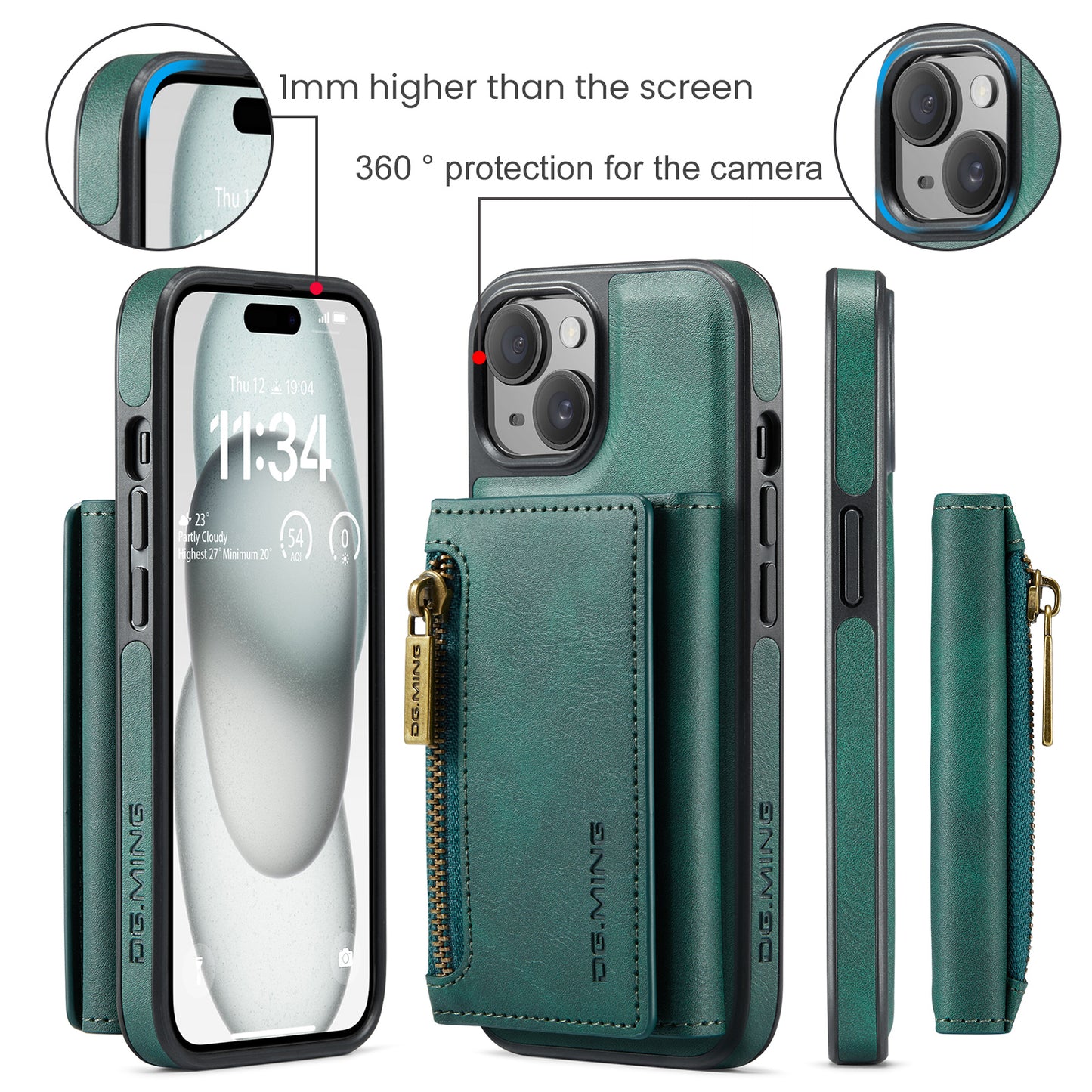 DG.MING Detachable Tri-fold Wallet iPhone 16 Plus Case