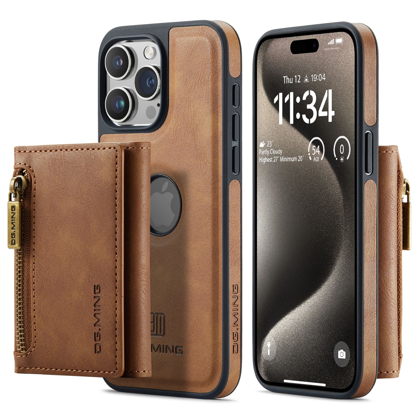 DG.MING Detachable Tri-fold Wallet iPhone 15 Pro Max Case