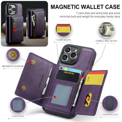 DG.MING Detachable Tri-fold Wallet iPhone 15 Pro Max Case