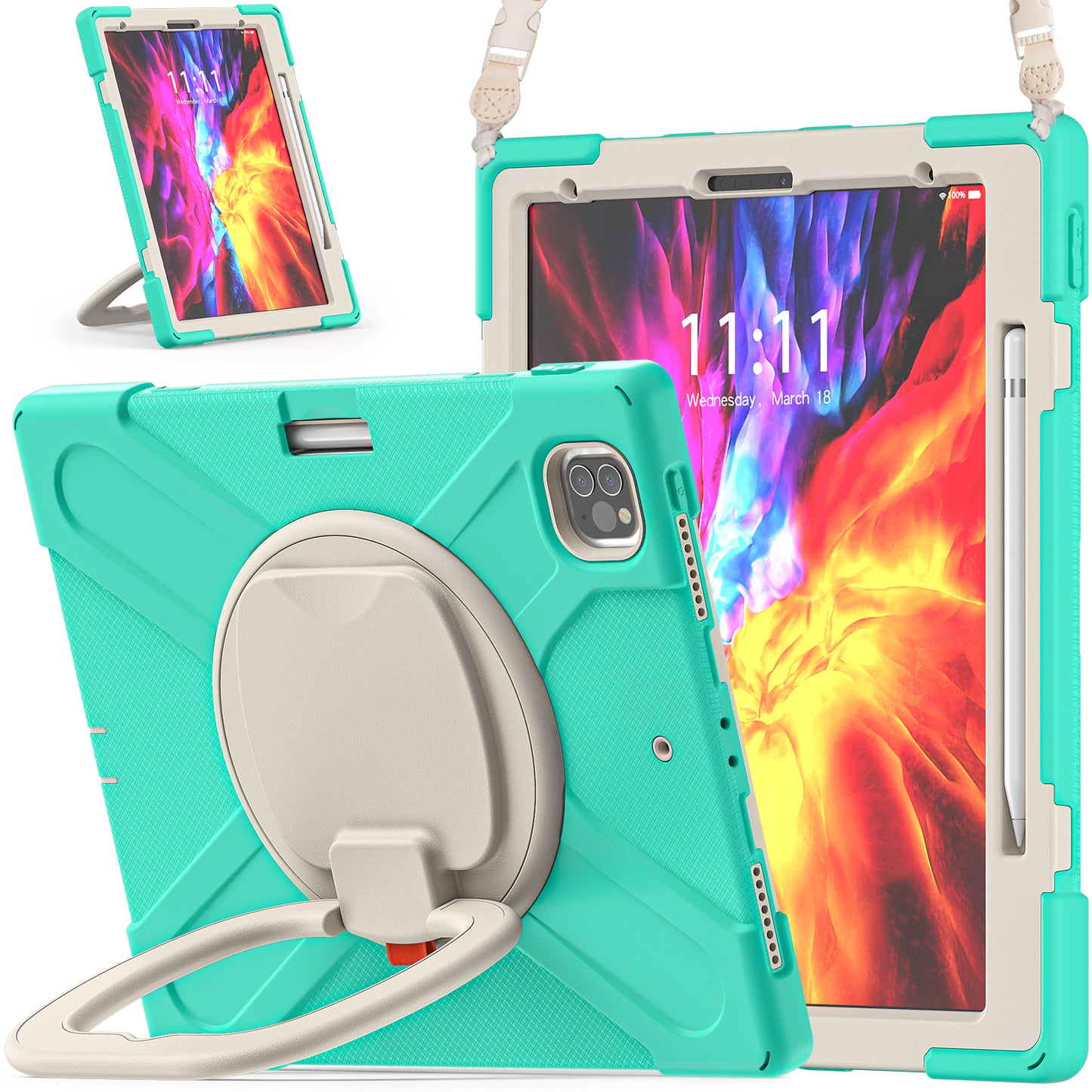 Pirate Box iPad Pro 11 (2021) Case Hook Stand Rotating with Hand Holder Shoulder Strap