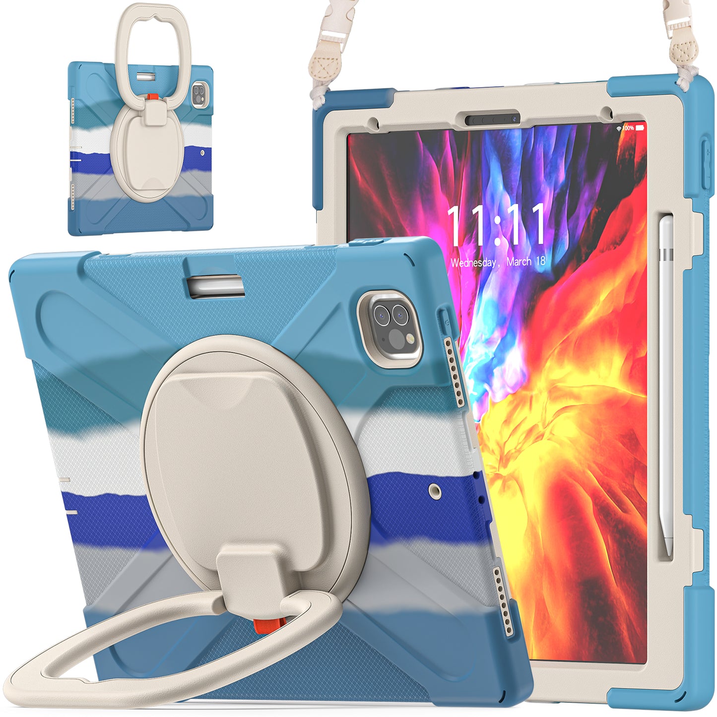 Pirate Box iPad Pro 11 (2018) Case Hook Stand Rotating Hand Holder Shoulder Strap