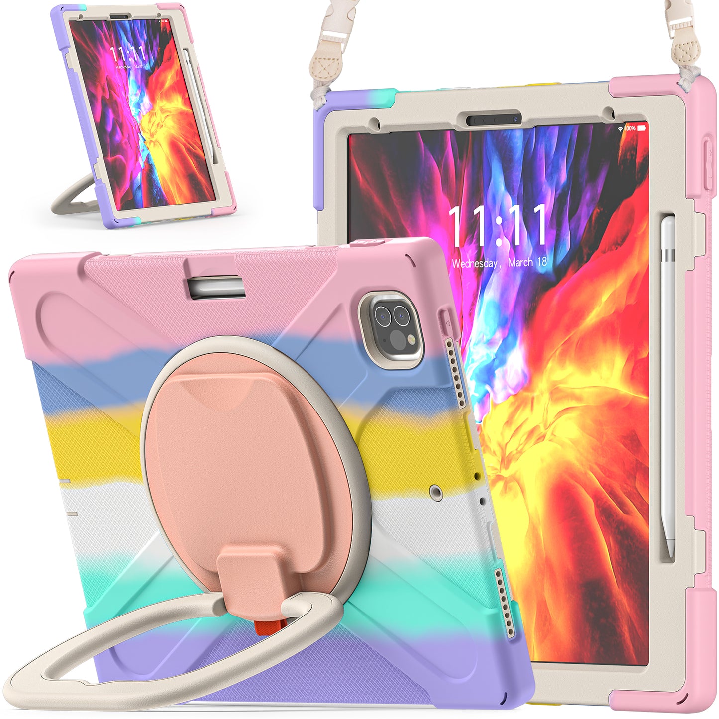 Pirate Box iPad Pro 11 (2021) Case Hook Stand Rotating with Hand Holder Shoulder Strap