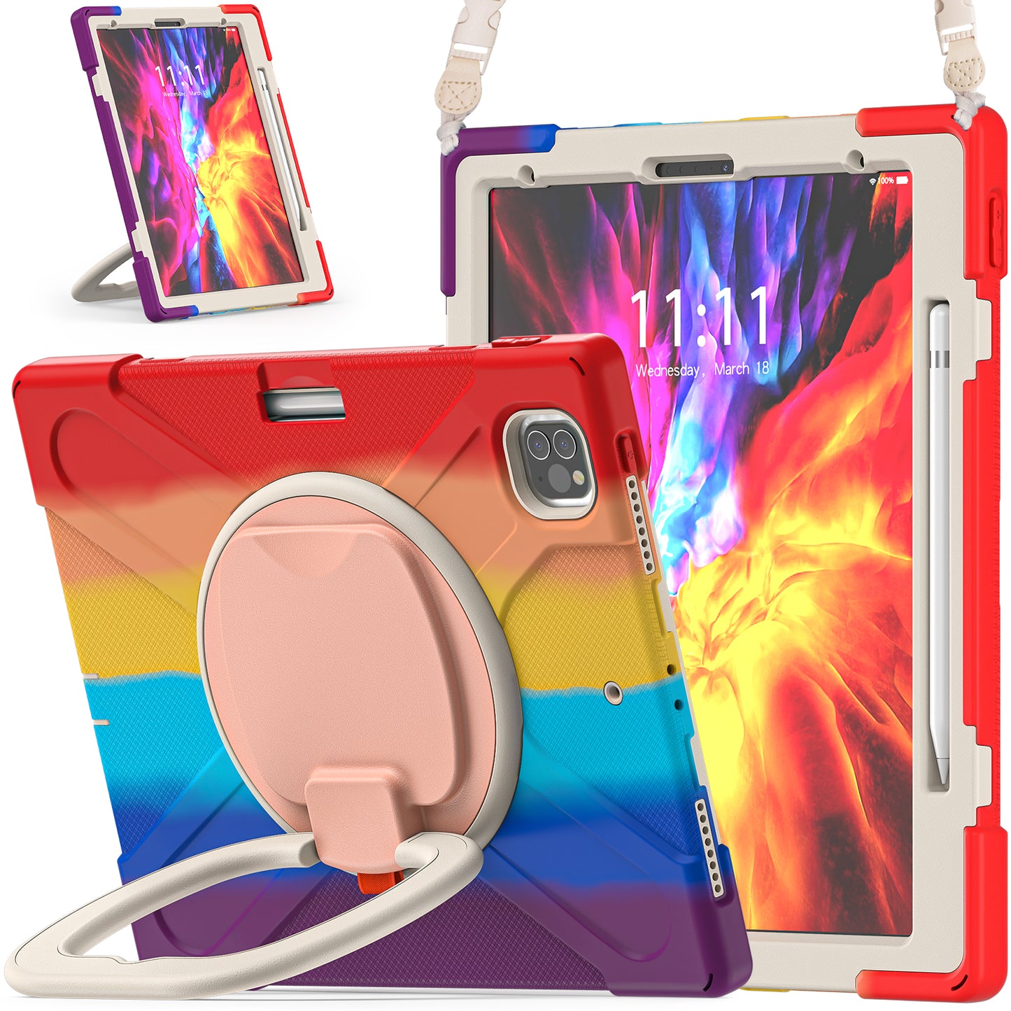 Pirate Box iPad Pro 11 (2021) Case Hook Stand Rotating with Hand Holder Shoulder Strap