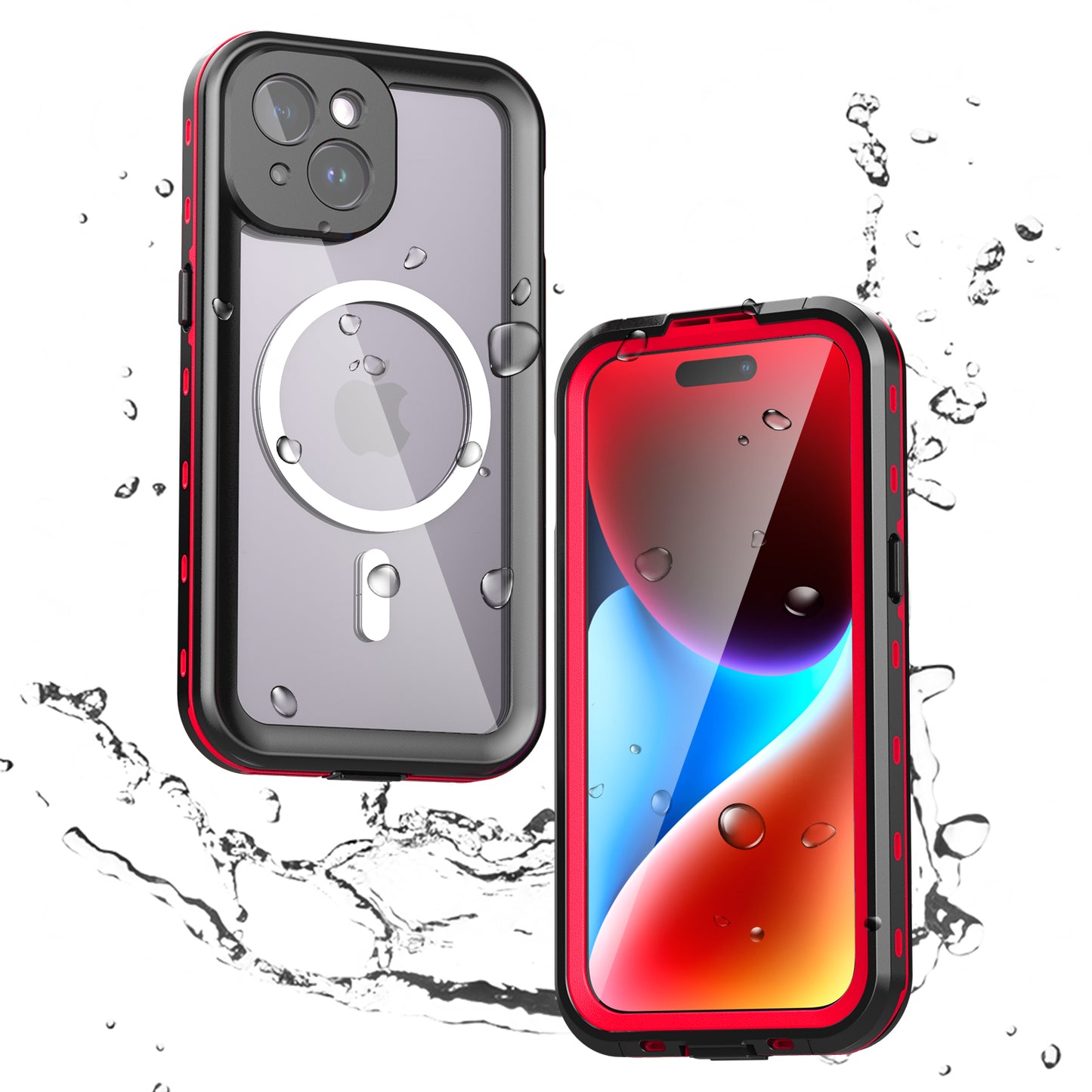 Clear Dot Swimming iPhone 15 Plus Waterproof Case Full Protection Built-in Screen Protector