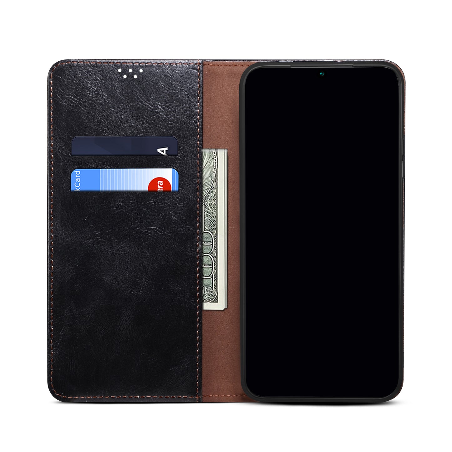 Oil Wax Leather iPhone 14 Case Magnetic Wallet Stand Slim Classical