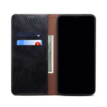 Oil Wax Leather iPhone 14 Pro Max Case Magnetic Wallet Stand Slim Classical