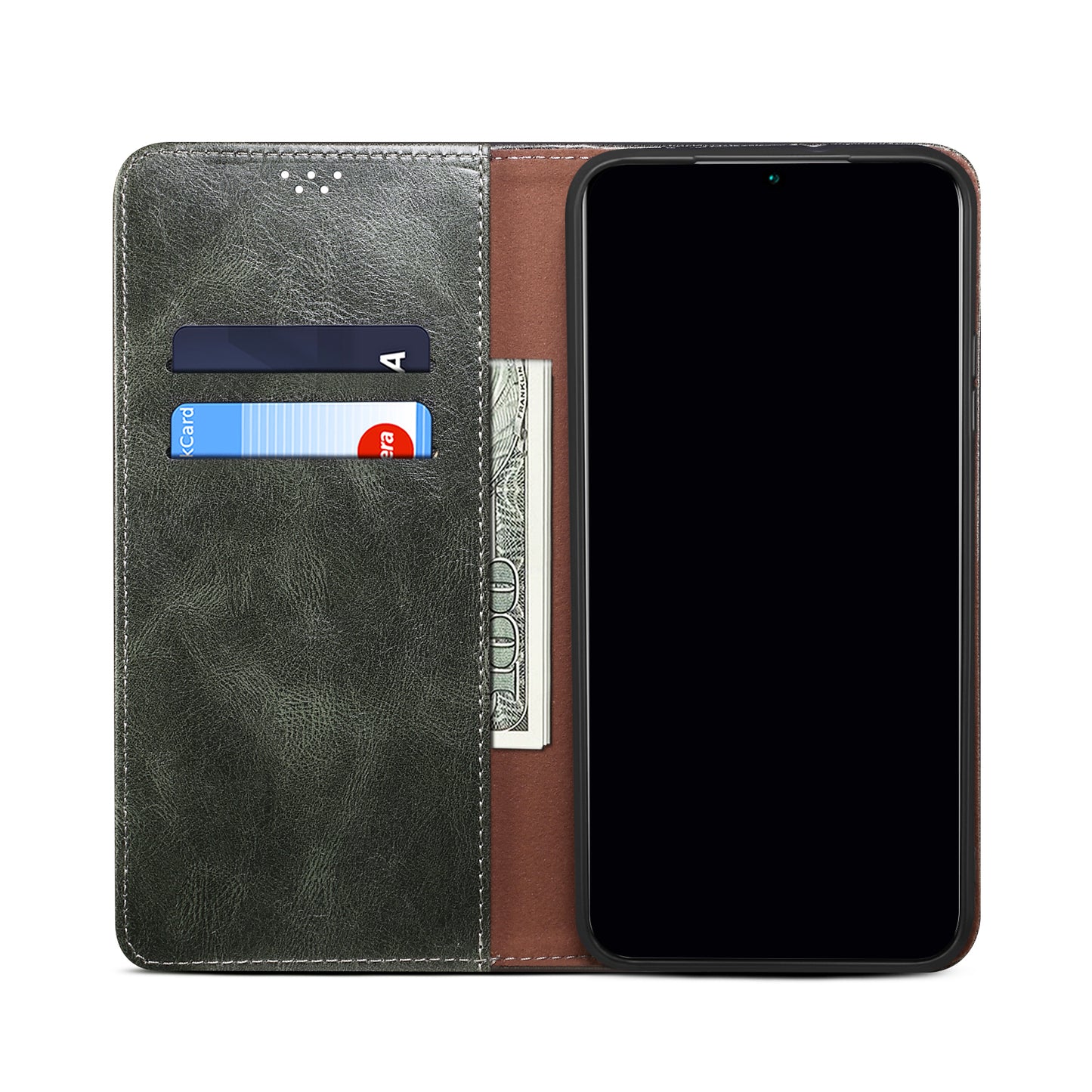 Oil Wax Leather iPhone 15 Pro Case Magnetic Wallet Stand Slim Classical