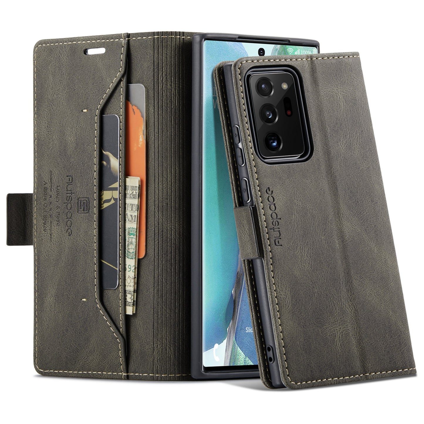 AUTSPACE Retro Galaxy Note20 Ultra Leather Case Magnetic