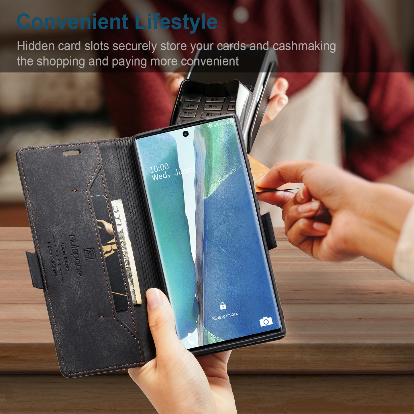 AUTSPACE Retro Galaxy Note20 Ultra Leather Case Magnetic