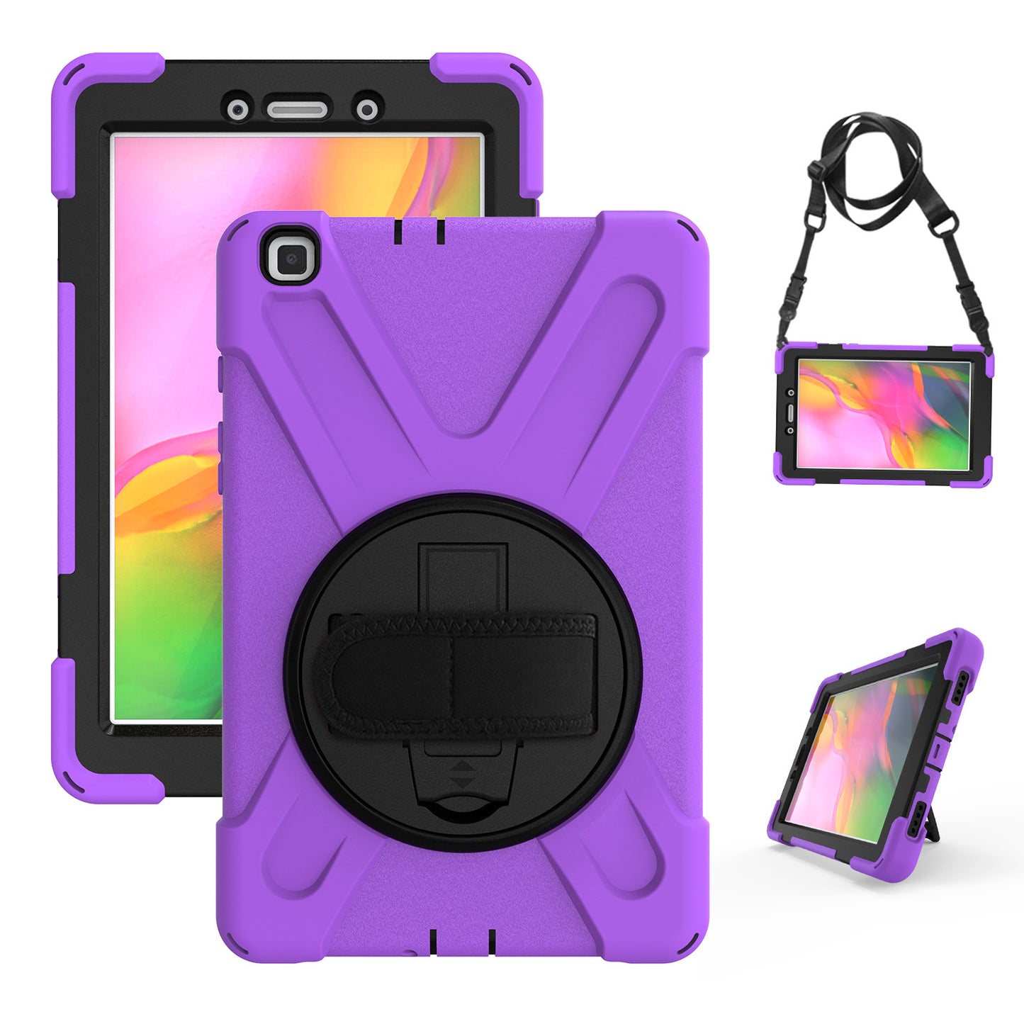 Pirate King Galaxy Tab A 8.0 (2019) Case 360 Rotating Stand Shoulder Strap