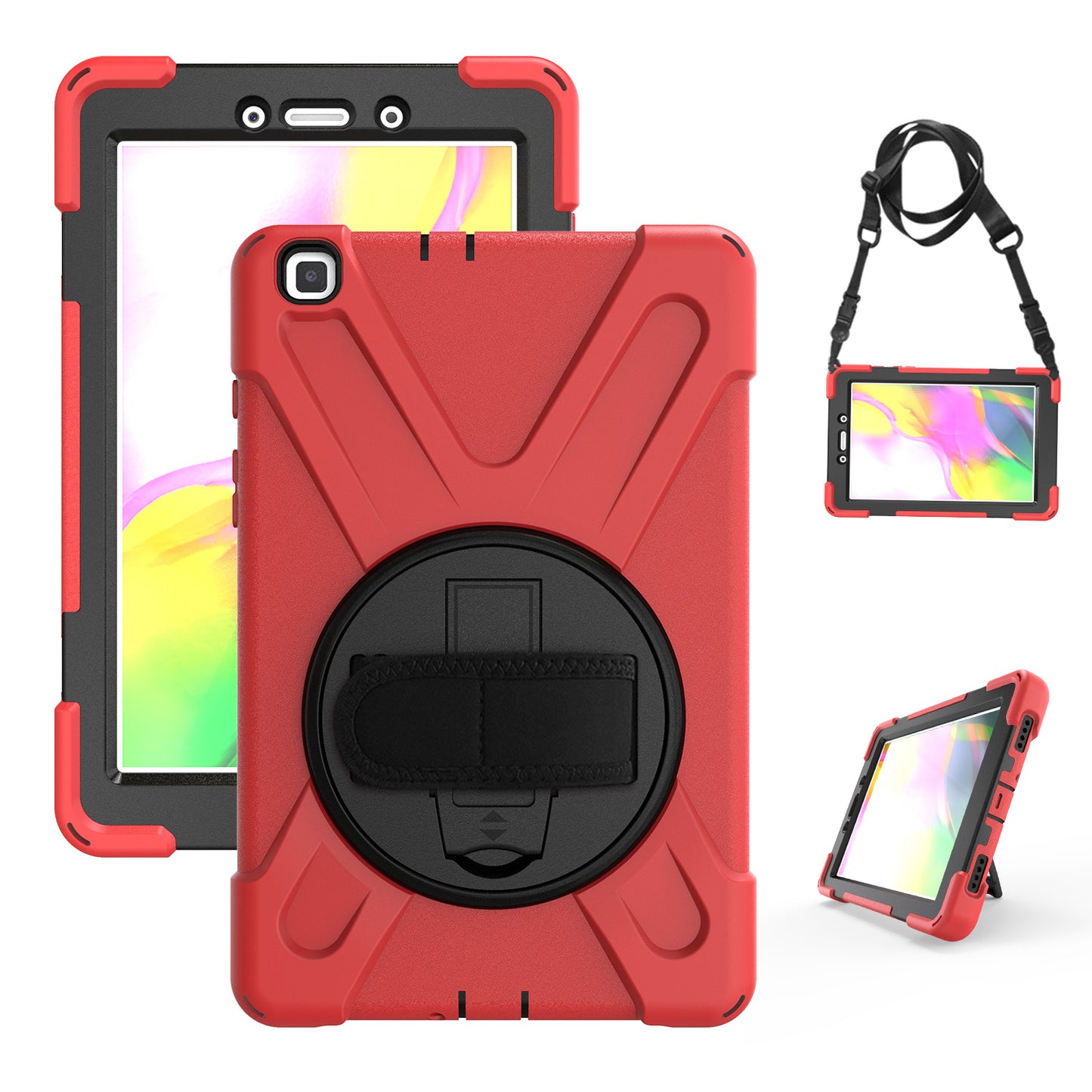 Pirate King Galaxy Tab A 8.0 (2019) Case 360 Rotating Stand Shoulder Strap