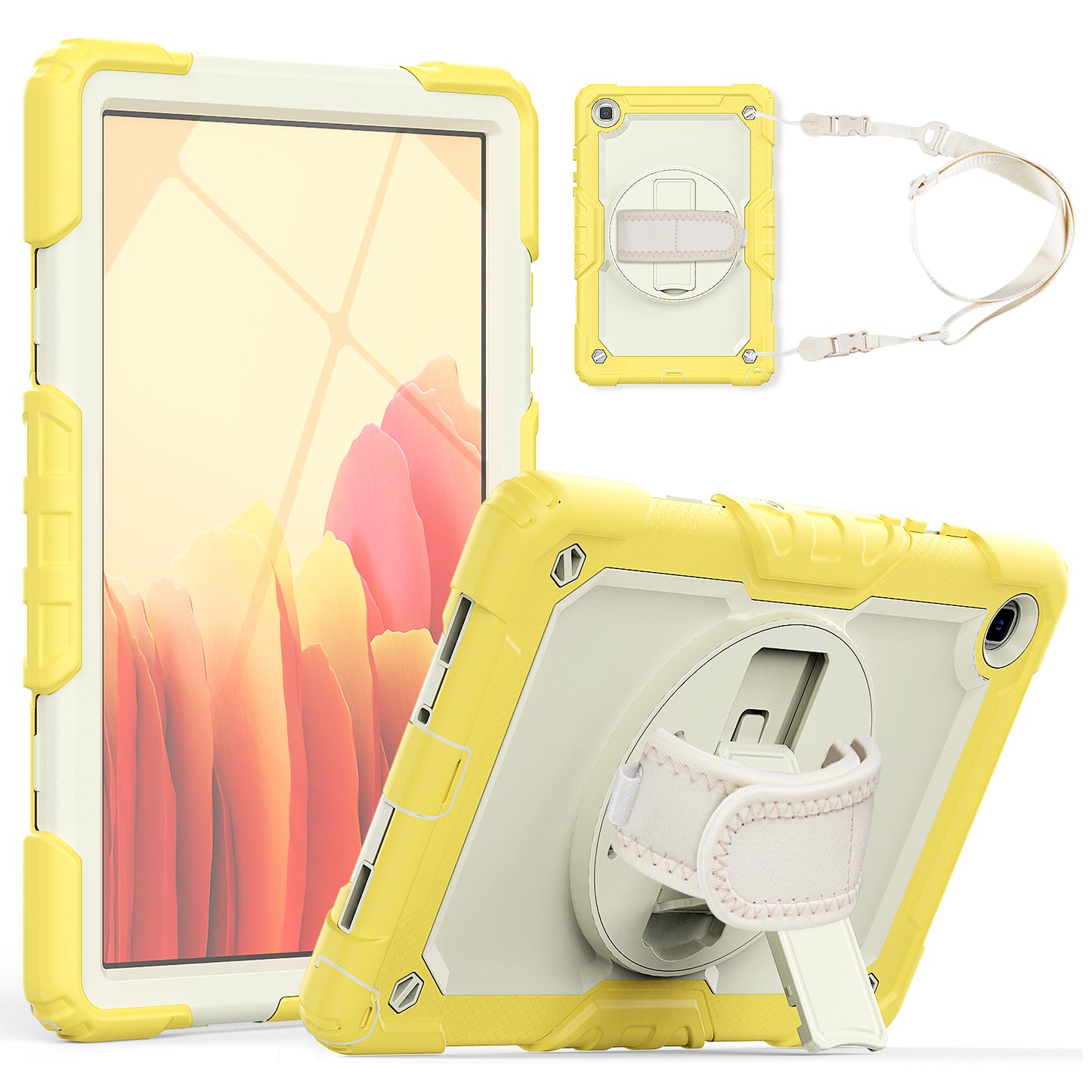 HUIXIANG Tough Strap Galaxy Tab A7 Case Built-in Screen Protector