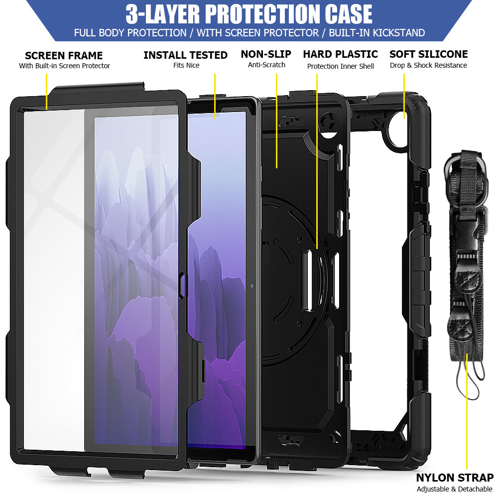 HUIXIANG Tough Strap Galaxy Tab A7 Case Built-in Screen Protector