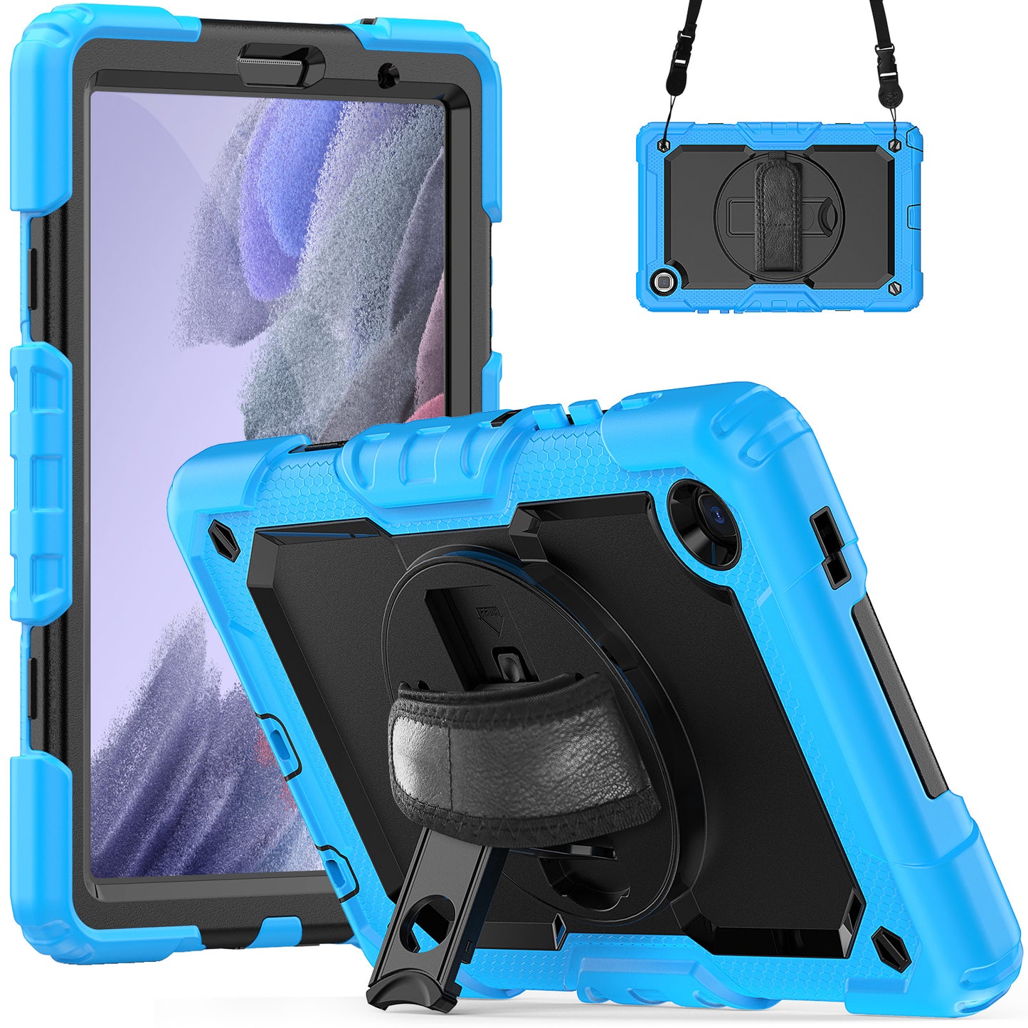 HUIXIANG Tough Strap Galaxy Tab A7 Lite Case Built-in Screen Protector