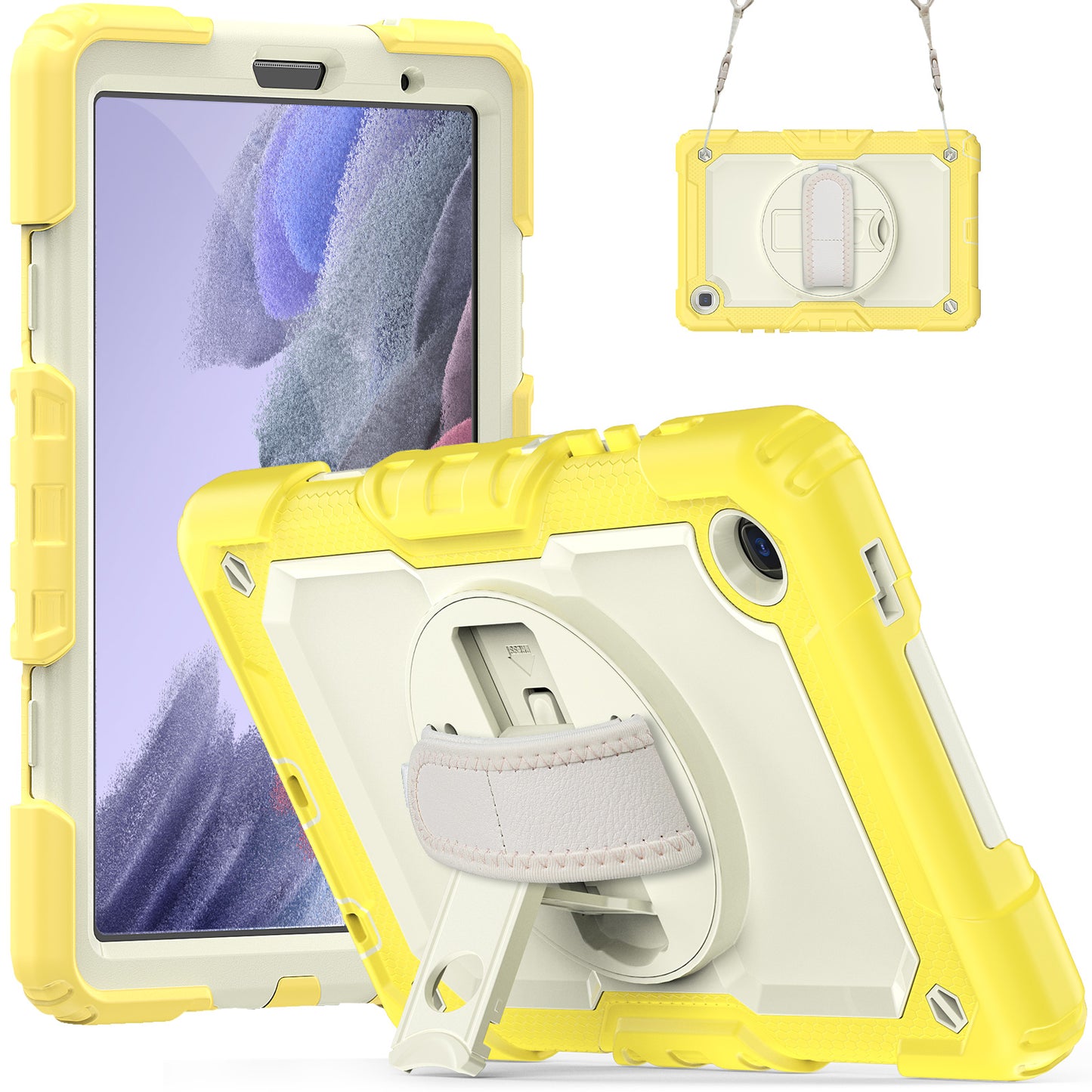 HUIXIANG Tough Strap Galaxy Tab A7 Lite Case Built-in Screen Protector