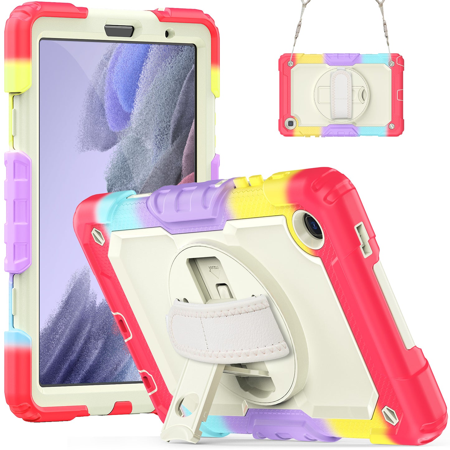 HUIXIANG Tough Strap Galaxy Tab A7 Lite Case Built-in Screen Protector