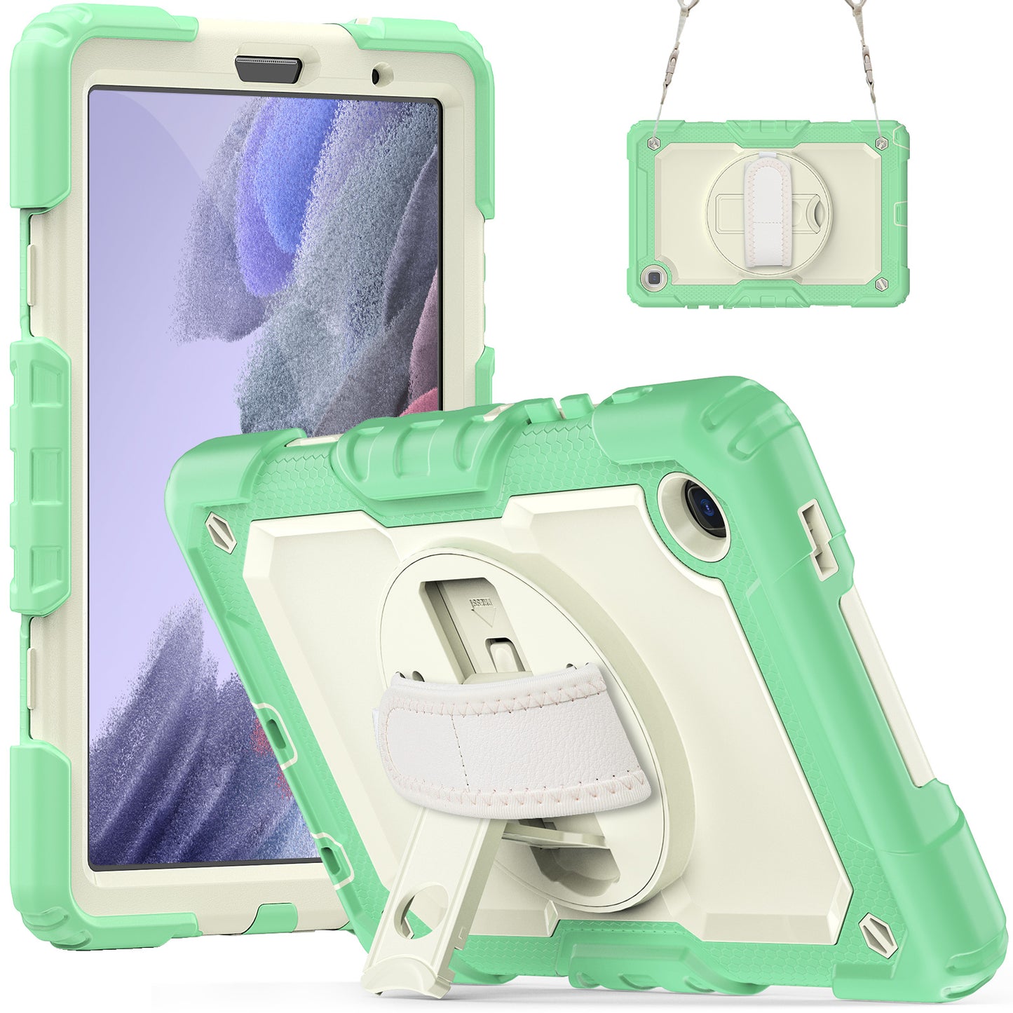 HUIXIANG Tough Strap Galaxy Tab A7 Lite Case Built-in Screen Protector