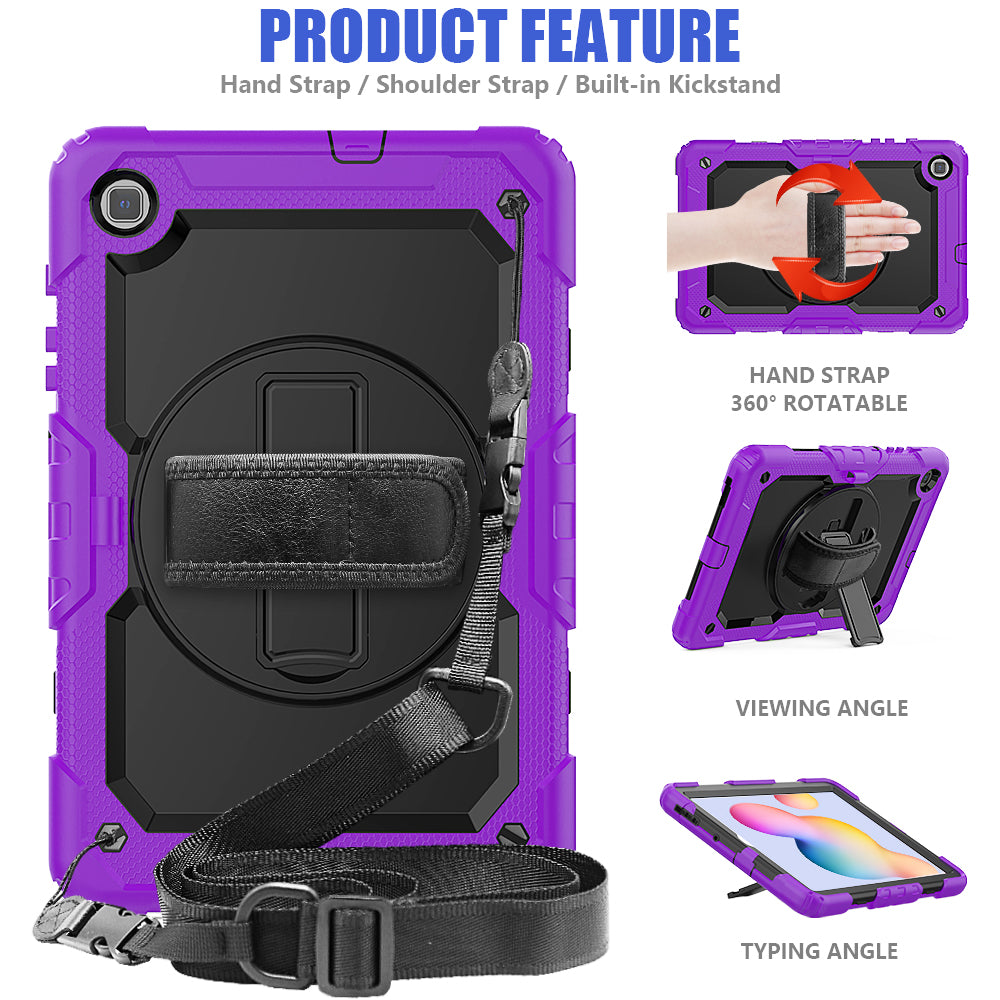 HUIXIANG Tough Strap Galaxy Tab S6 Lite Case Built-in Screen Protector