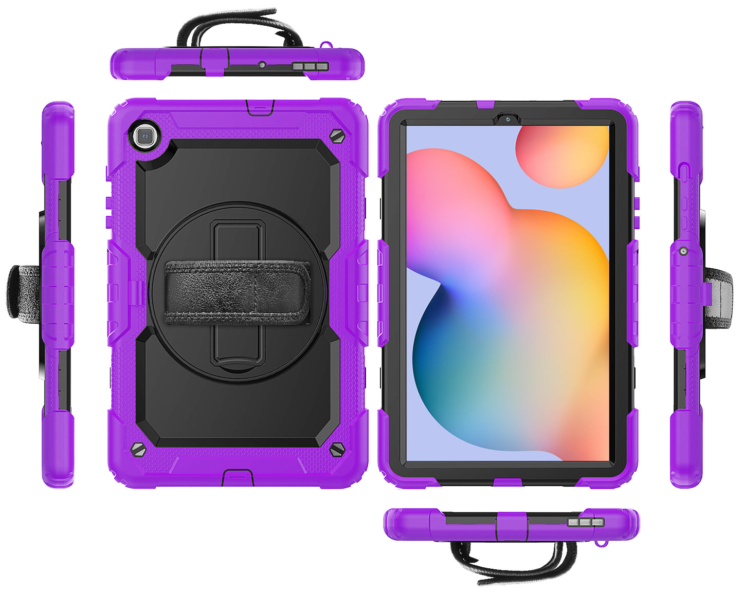 HUIXIANG Tough Strap Galaxy Tab S6 Lite Case Built-in Screen Protector