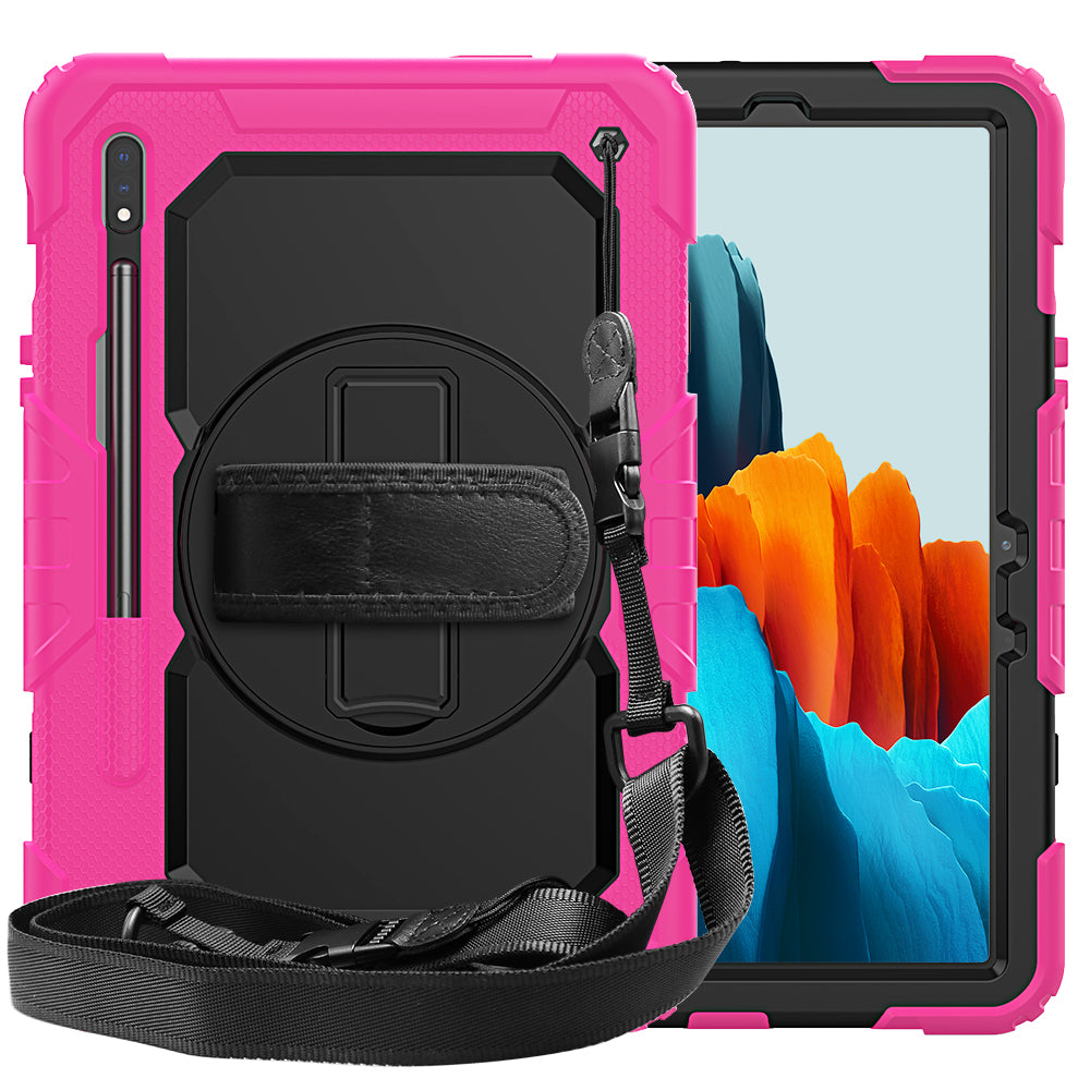 HUIXIANG Tough Strap Galaxy Tab S7 Case Built-in Screen Protector