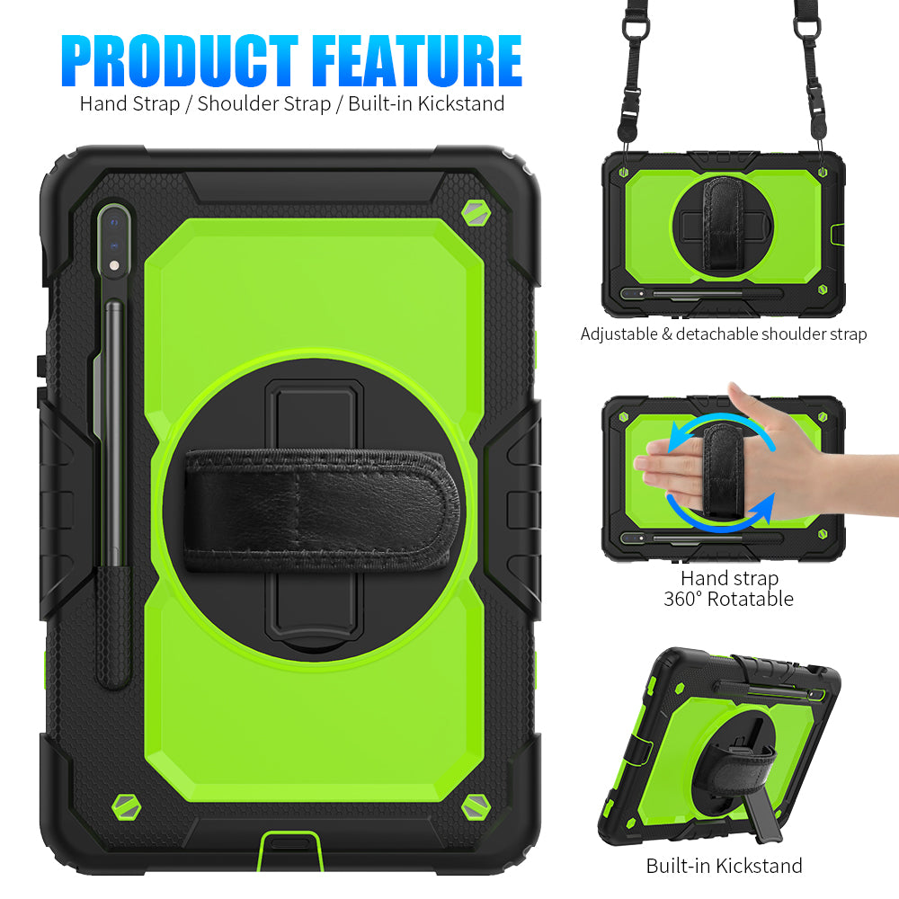 HUIXIANG Tough Strap Galaxy Tab S7 Case Built-in Screen Protector